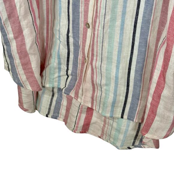 Jane and Delancey Women's 1X Linen Blend Roll Sleeve Button Front Blouse READ - Picture 11 of 12